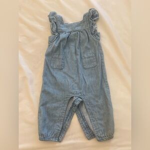 Old Navy Blue Denim Overalls with Ruffled Straps